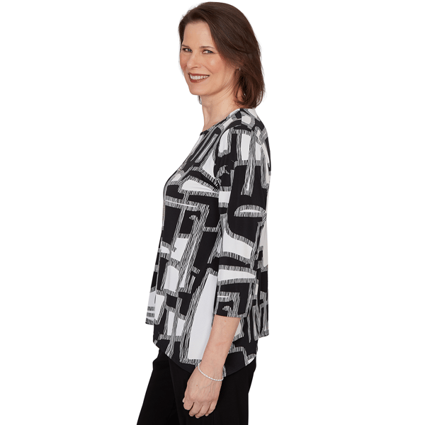 Womens Alfred Dunner Classics Geometric Abstract Blouse