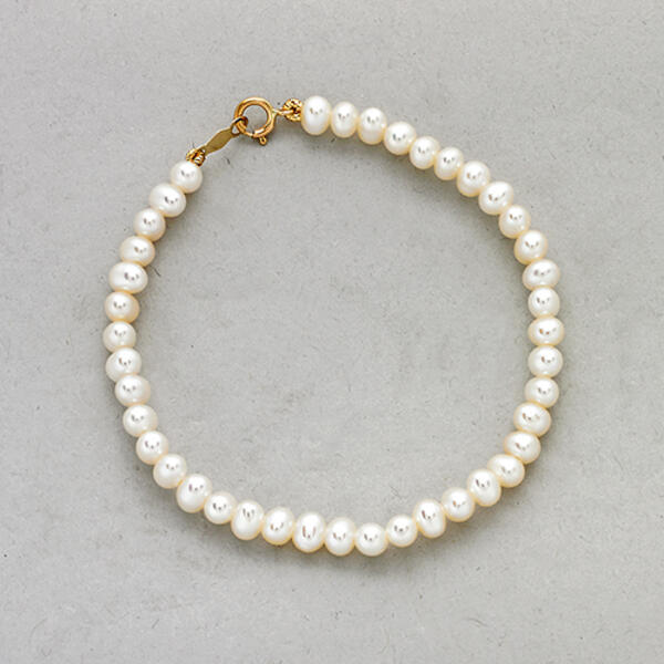 Kids 14kt. Yellow Gold Clasp Pearl 5.5in. Bracelet - image 