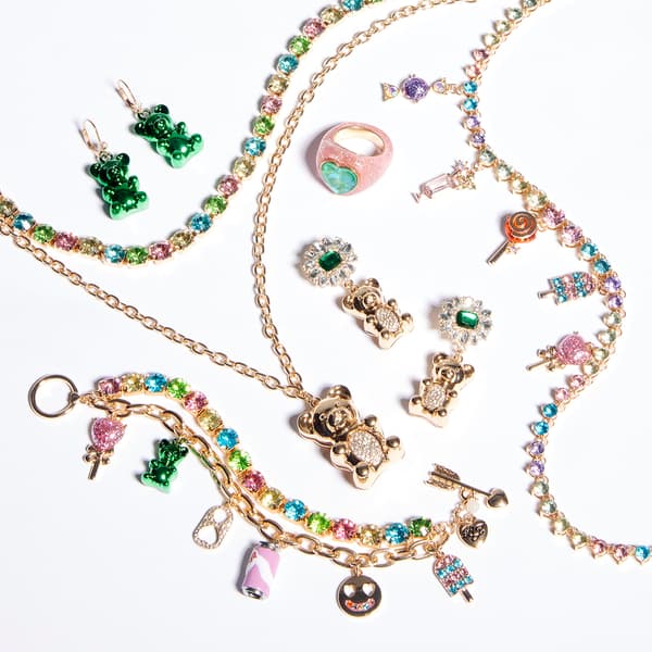 Betsey Johnson Double Row Candy Motif Charm Bracelet