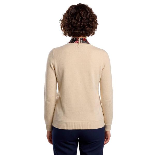Womens Emily Daniels Long Sleeve Solid Hacci Tie Neck Sweater