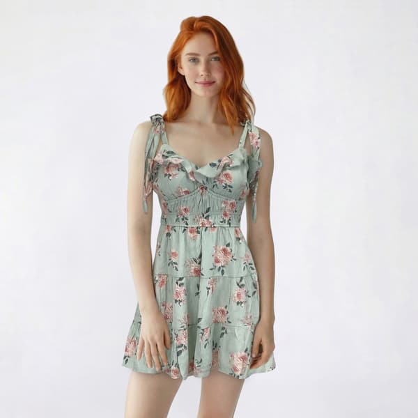 Juniors Trixxi Tie Shoulder Tie Ruffle Mini Skater Dress - image 