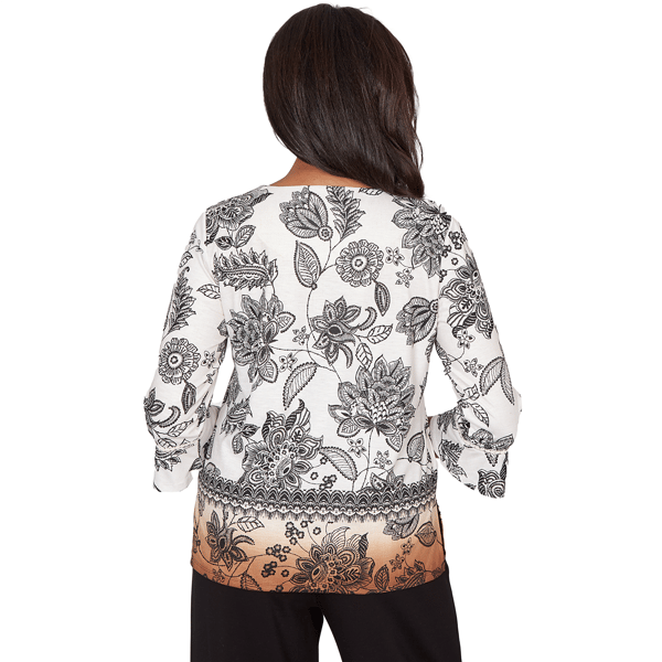 Womens Alfred Dunner Seville 3/4 Sleeve Ombre Floral Blouse