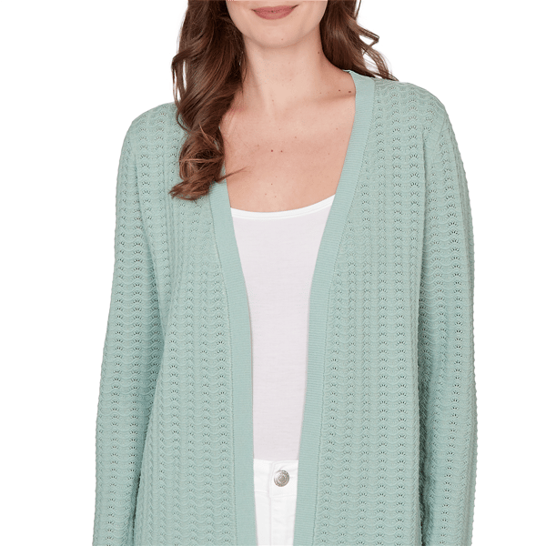 Womens Emaline Seabreeze Essence Open Front Pointelle Cardigan
