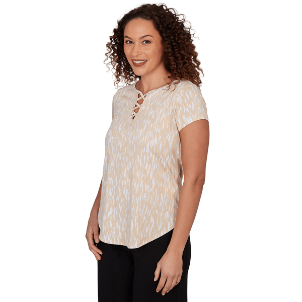 Womens Emaline Verde Grove II Short Sleeve Lace Neck Blouse