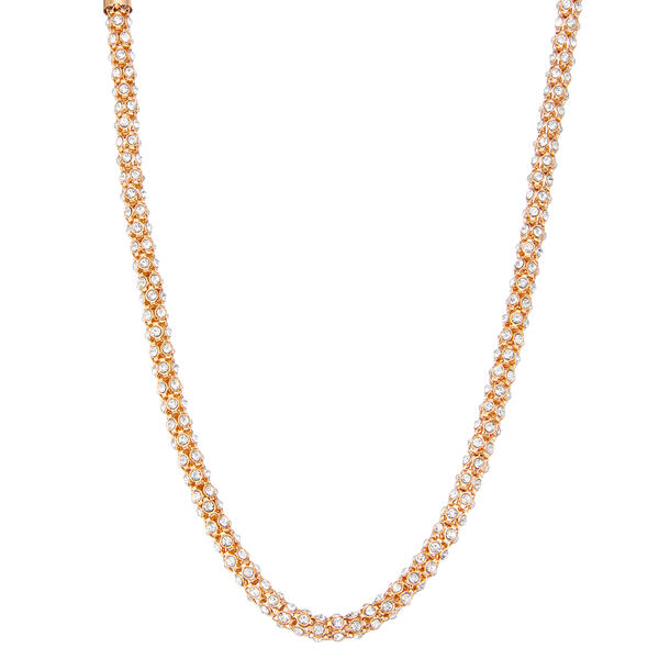 Napier Gold-Tone Crystal Mesh Collar Necklace - image 