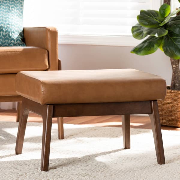 Baxton Studio Bianca Tan Faux Leather Effect Ottoman