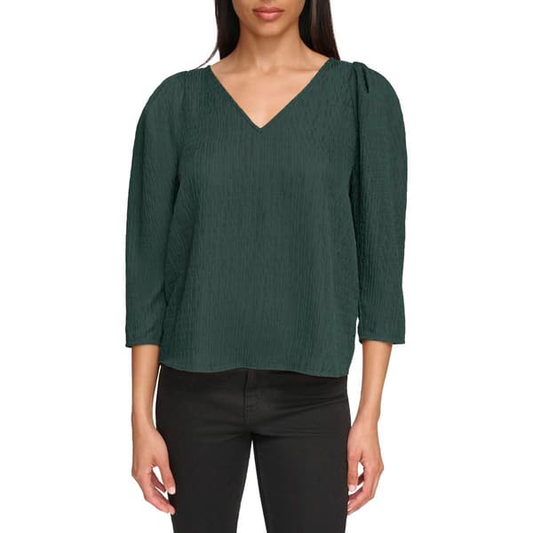 Womens Calvin Klein Long Sleeve Solid Textured Blouse - image 