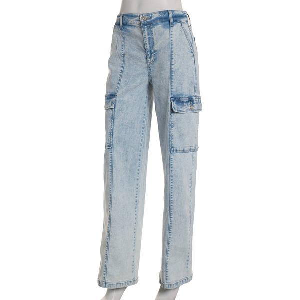Juniors Celebrity Pink Wide Leg Cargo Pocket Jeans - image 