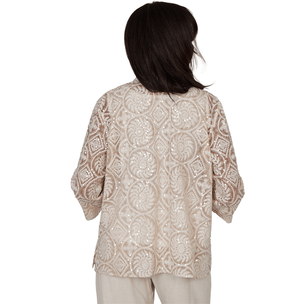 Petite Alfred Dunner Natural Wonder Sequin Two In One Blouse