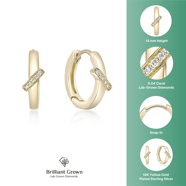 Brilliant Grown 18kt. Gold-Plated Lab-Grown Diamond Hoop Earrings