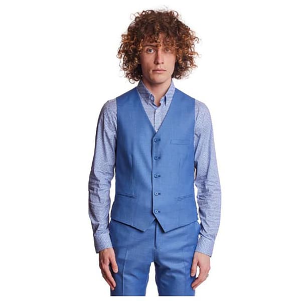 Mens Paisley & Gray Vest - Blue Shark - image 