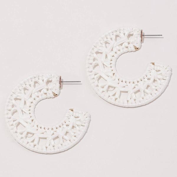 Ashley Cooper(tm) White Lace Like Raffia C Hoop Earrings - image 