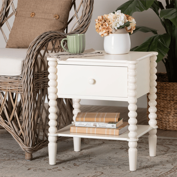 Baxton Studio Rimona End Table with Bobbin Legs