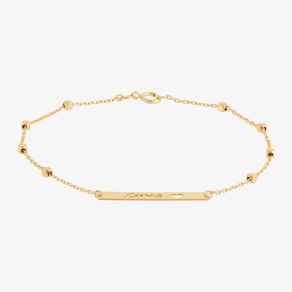 Gold Classics&#40;tm&#41; Love w/ Cutout Heart Beaded Tin Cup Bracelet - image 