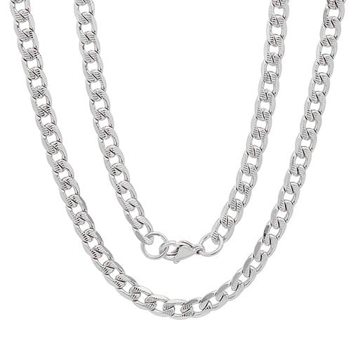 Mens Steeltime Stainless Steel Accented Cuban Chain - image 