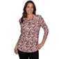 Womens Emaline Key Items 3/4 Sleeve Cowl Neck Medallion Blouse - image 1