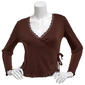 Juniors Madden Girl Pointelle Rib Lace Trim Side Tie Wrap Top - image 1