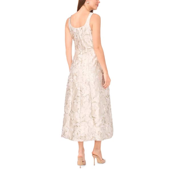 Womens MSK Sleeveless Metallic Floral A-Line Dress