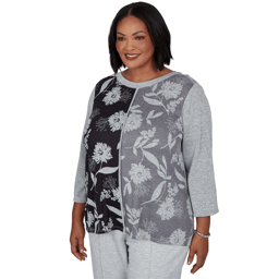 Plus Size Alfred Dunner Weekend Warrior Floral Knit Blouse