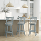 HH2 Home Fairfox Blue Wood Bar Height Swivel Stool - image 8