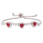 Lab Ruby and Cubic Zirconia Heart Adjustable Bracelet - image 1