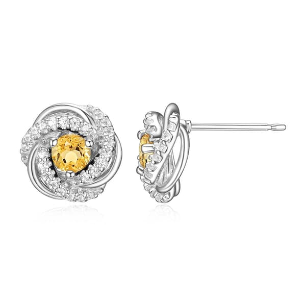Forever Facets Rhodium Plated November Love Knot Earrings