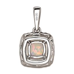 Pure Fire 14kt. White Gold Lab Grown Diamond & Opal Halo Pendant