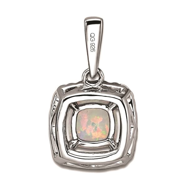 Pure Fire 14kt. White Gold Lab Grown Diamond & Opal Halo Pendant
