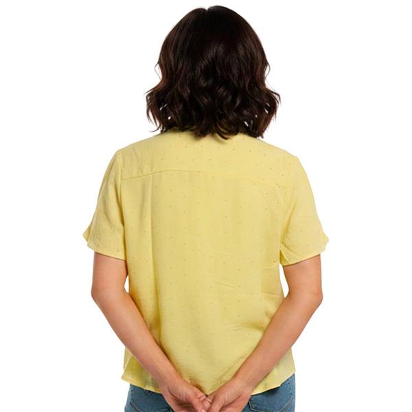 Womens Notations Flutter Sleeve Rhinestone Button Front Blouse