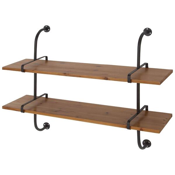 9th & Pike&#174; 2 Tier Metal and Wood Floating Wall Shelf