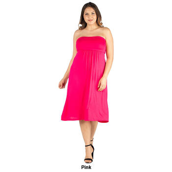 Plus Size 24/7 Pink Empire Waist Pocket Dress