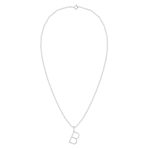 Nova Star® Sterling Silver Lab-Grown Diamond Initial B Pendant