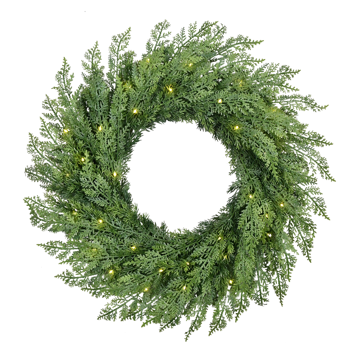 Puleo International Pre-Lit Flocked Wreath w/ Twinkle Rice Lights