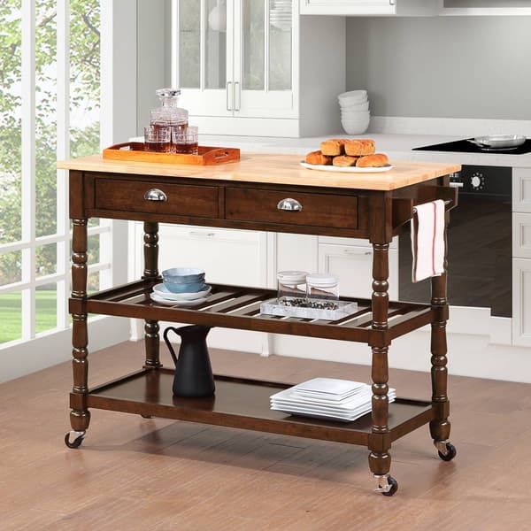 Convenience Concepts 3-Tier Butcher Block Kitchen Cart