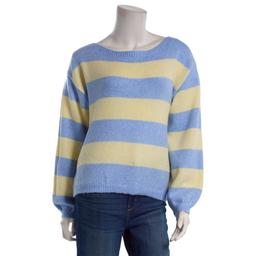 Juniors Madden Girl Boat Neck Stripe Balloon Sleeve Sweater