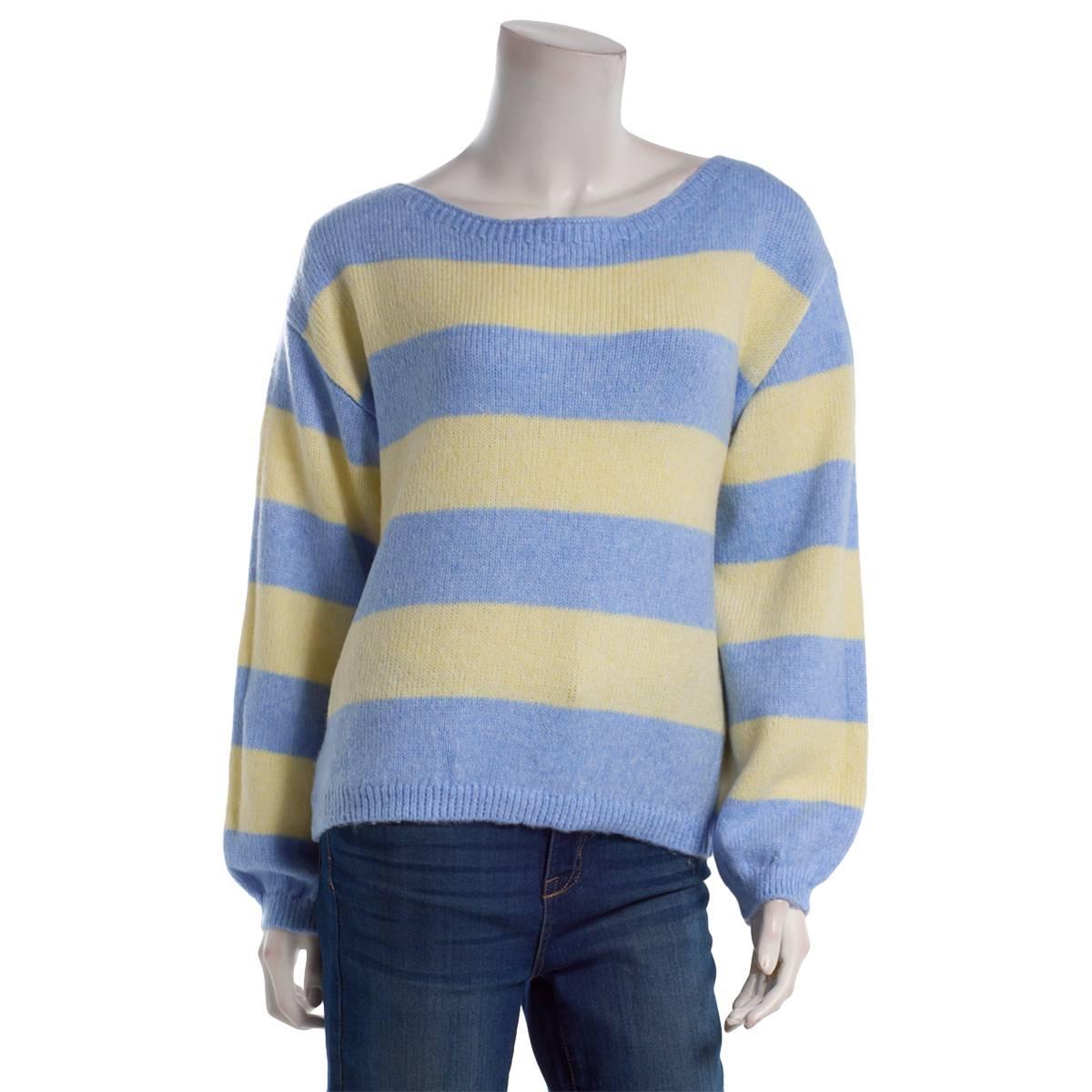 Juniors Madden Girl Boat Neck Stripe Balloon Sleeve Sweater