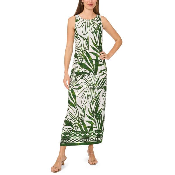 Womens MSK Sleeveless Tropical Leaf Max Dress - image 