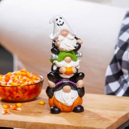 Evergreen Stacked Halloween Gnome Trio Statue