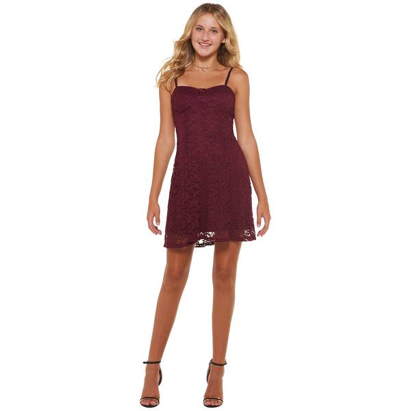 Juniors Madden Girl Floral Lace Bustier A-Line Mini Dress - image 