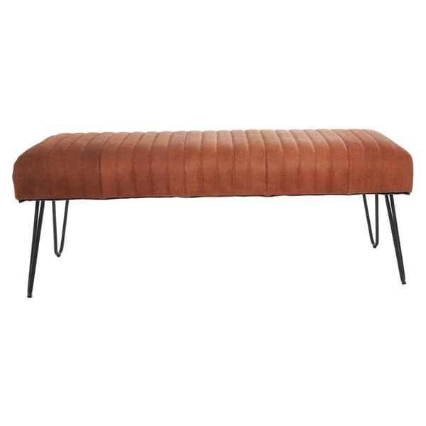 9th & Pike® Modern Farmhouse Brown Leather Bench
