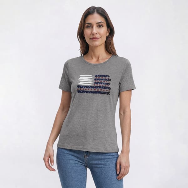 Petite Hasting & Smith Short Sleeve Americana Flag Tee - image 