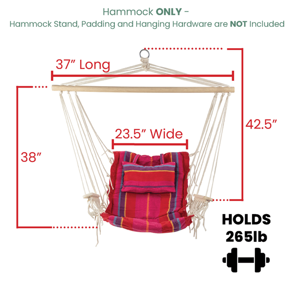 Northlight Pink & Red Striped Outdoor Hammock Chair with Pillow