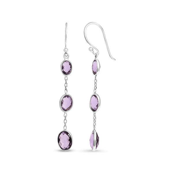 Haus of Brilliance Checkerboard Amethyst Drop & Dangle Earrings
