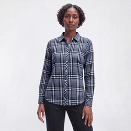 Plus Size Hasting & Smith Long Sleeve Plaid Flannel - Blizzard