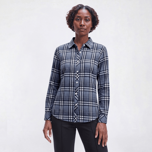 Petite Hasting & Smith Long Sleeve Plaid Flannel - Blizzard - image 