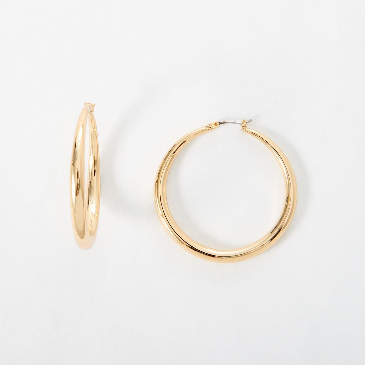 Napier Gold-Tone Tubular Click Top Hoop Earrings