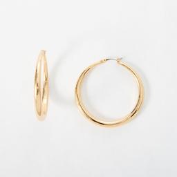 Napier Gold-Tone Tubular Click Top Hoop Earrings