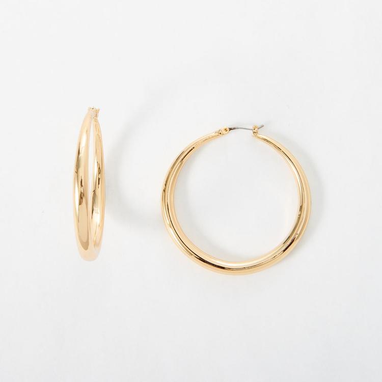 Napier Gold-Tone Tubular Click Top Hoop Earrings