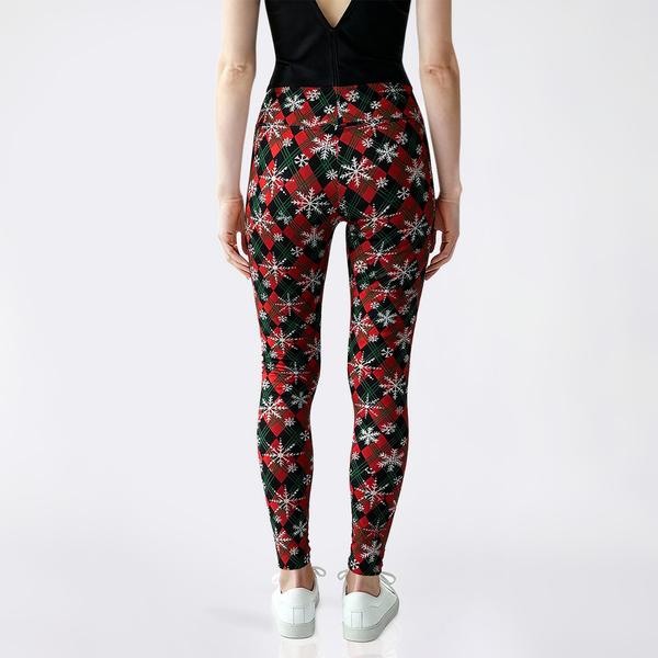 Juniors Derek Heart Red Snowflake Christmas High Rise Leggings