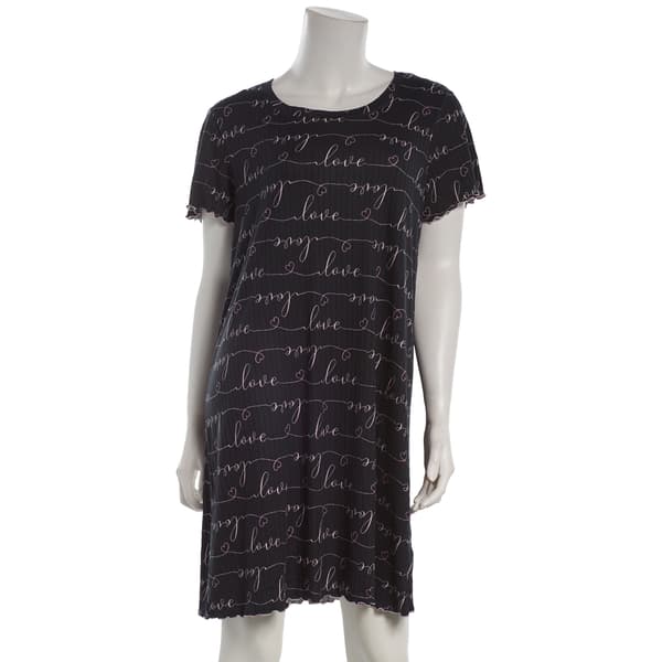 Womens Charmour Short Sleeve Love Script Nightshirts